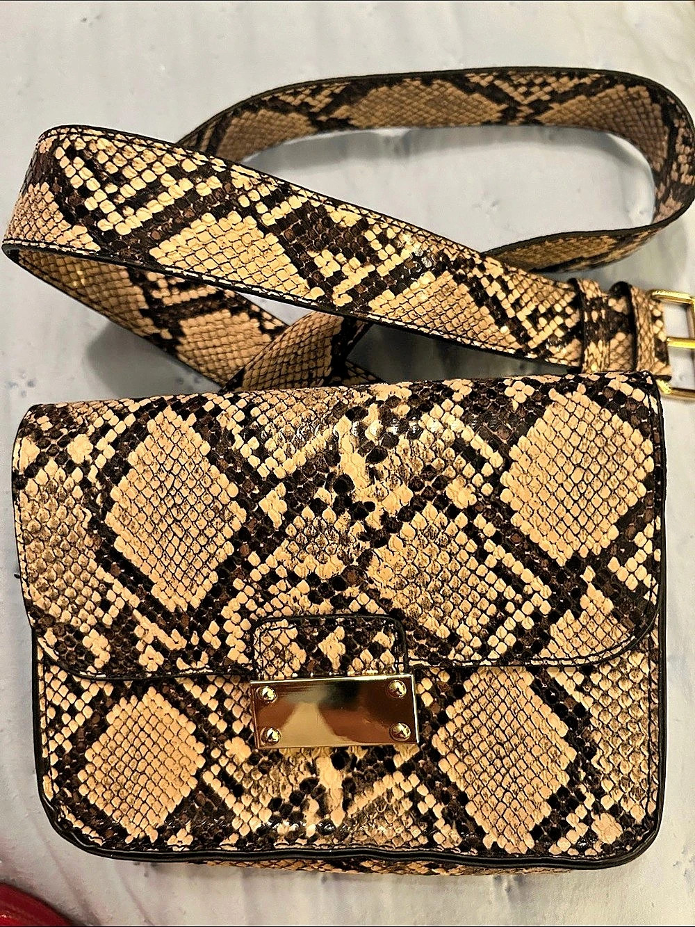 and other stories Snake Print Crossbody Bag in Brown & Black